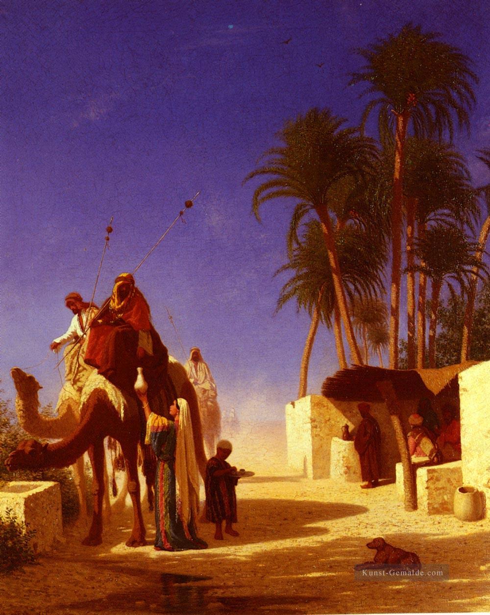 Les Chameliers buvant Le Die Arabische Orientalist Charles Theodore Frere Ölgemälde